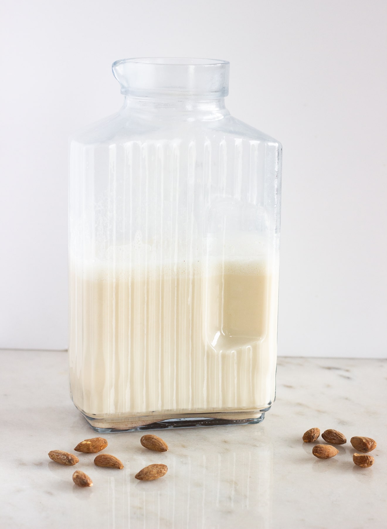 Homemade Almond Milk in a Pitcher