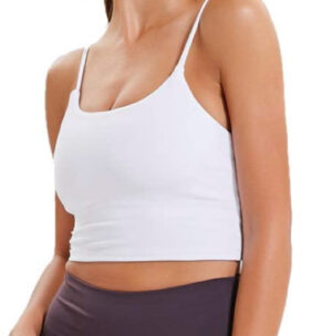 Women's padded crop tank white sports bra