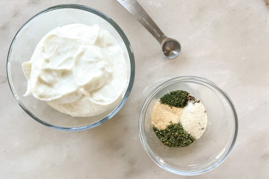 Greek yogurt and seasonings